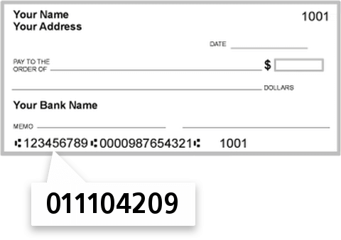 011104209 routing number on Webster Bank check