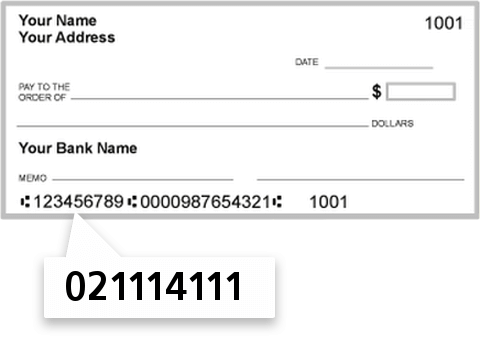 021114111 routing number on Darien Rowayton Bank check