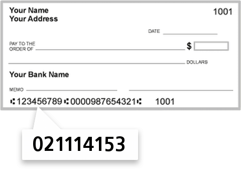 021114153 routing number on The First Bank of Greenwich check