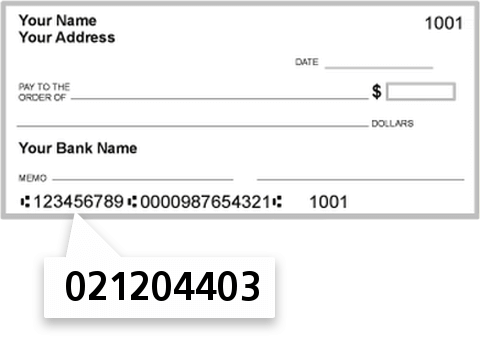021204403 routing number on Valley National Bank check