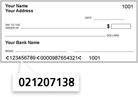 021207138 routing number on TD Bank NA check