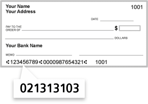 021313103 routing number on Citizens Bank NA check