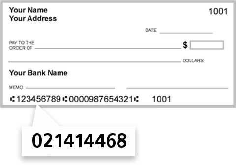 021414468 routing number on Hanover Community Bank check
