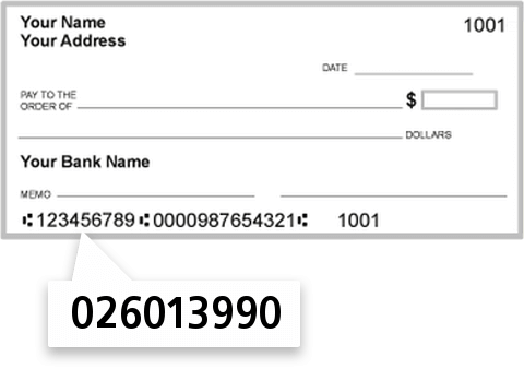 026013990 routing number on Preferred Bank check