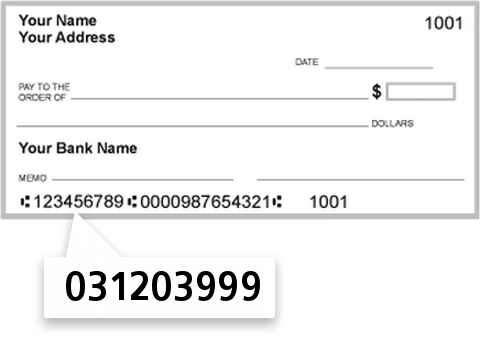 031203999 routing number on PNC Bank check