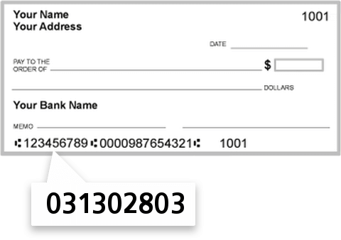031302803 routing number on Keybank National Association check