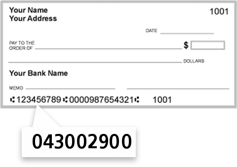 043002900 routing number on PNC Bank NA check