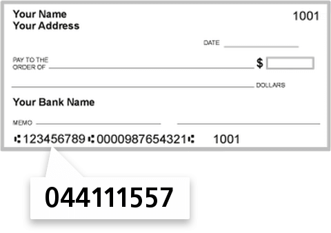 044111557 routing number on Commodore Bank check