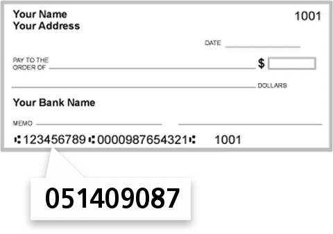 051409087 routing number on Bank of Powhatan NA check
