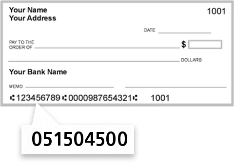 051504500 routing number on United National Bank Charleston check