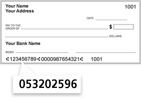 053202596 routing number on Palmetto State Bank check