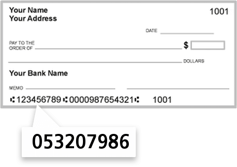053207986 routing number on South State Bank check