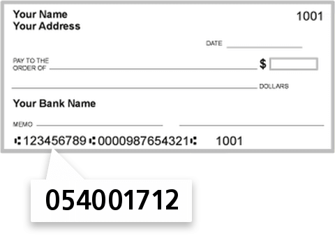 054001712 routing number on United Bank check