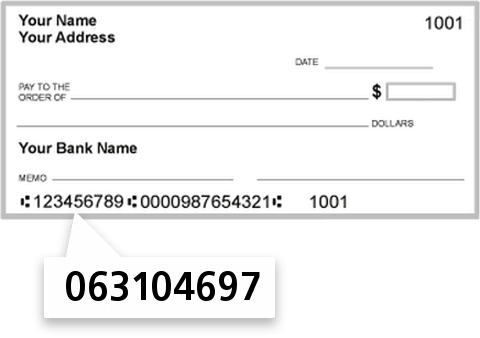 063104697 routing number on Bank of America NA check