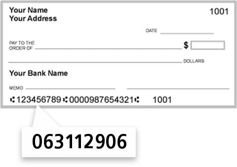 063112906 routing number on Ameris Bank check