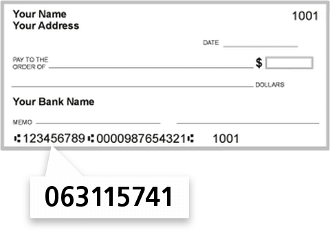 063115741 routing number on Freedom Bank check