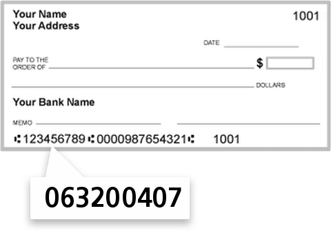 063200407 routing number on Bank of America NA check