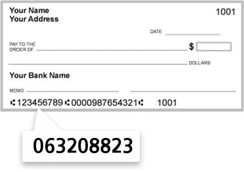 063208823 routing number on Bank of Pensacola check
