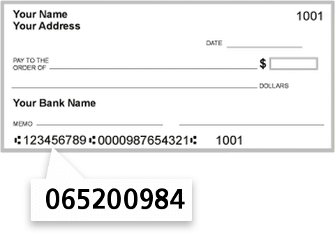 065200984 routing number on First National Bank of Jeanerette check