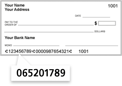 065201789 routing number on Teche Bank & Trust CO check