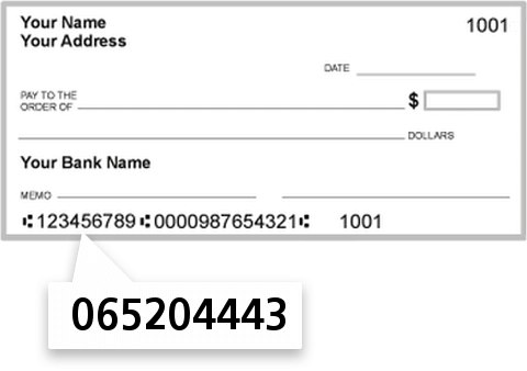 065204443 routing number on Rayne State Bank & Trust check