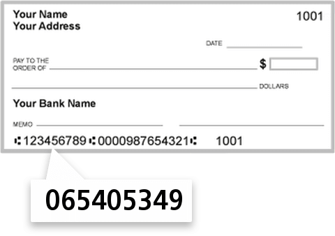 065405349 routing number on Iberiabank check