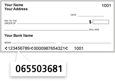 065503681 routing number on Whitney Bank check