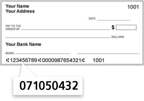 071050432 routing number on Frbfinancial Services check