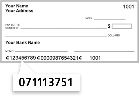 071113751 routing number on Iroquois Farmers State BK check