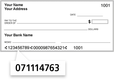 071114763 routing number on Prairie State Bank AND Trust check