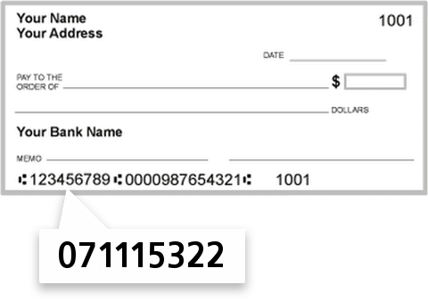 071115322 routing number on Town & Country Bank check
