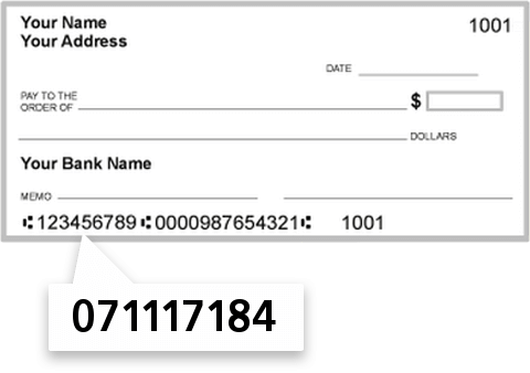 071117184 routing number on Town & Country Bank check