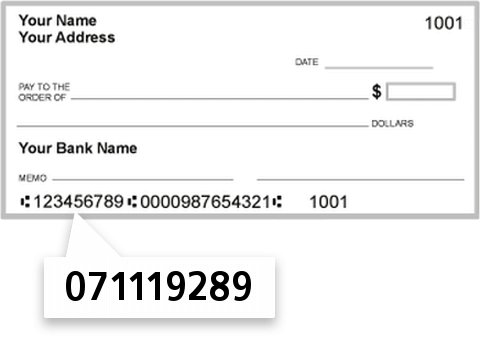 071119289 routing number on Bank of Rantoul check