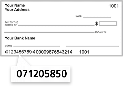 071205850 routing number on IAB Financial Bank check