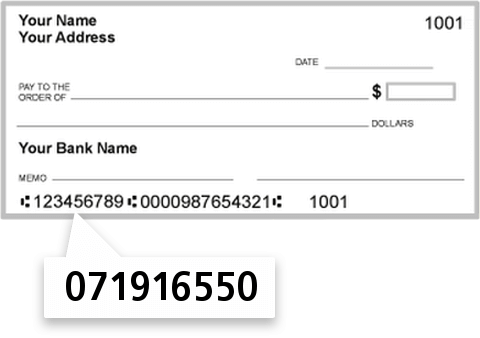 071916550 routing number on H F Gehant Banking CO check
