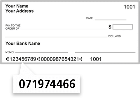 071974466 routing number on Royal Savings Bank check