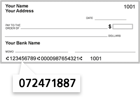 072471887 routing number on The Northern Trust CO check