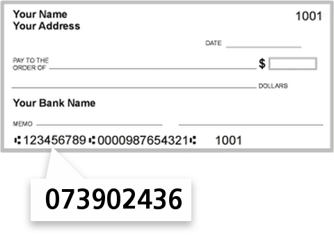 073902436 routing number on Midwest Heritage Bank FSB check