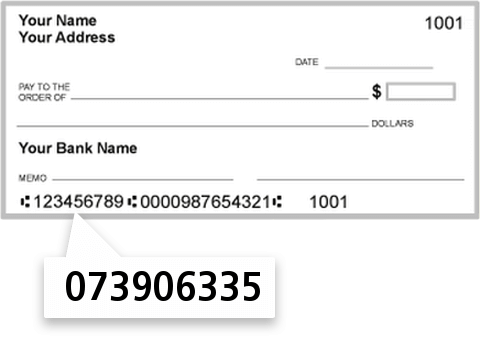 073906335 routing number on Libertyville Savings Bank check