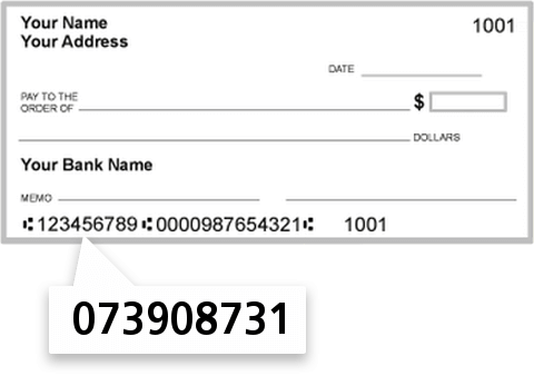 073908731 routing number on Heritage Bank N A check