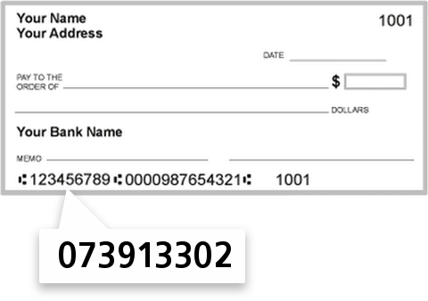 073913302 routing number on Farmers Savings Bank check
