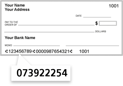 073922254 routing number on Rolling Hills Bank & Trust check