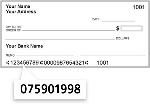 075901998 routing number on Huntington National Bank check