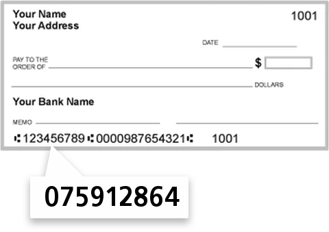075912864 routing number on Investors Community Bank check