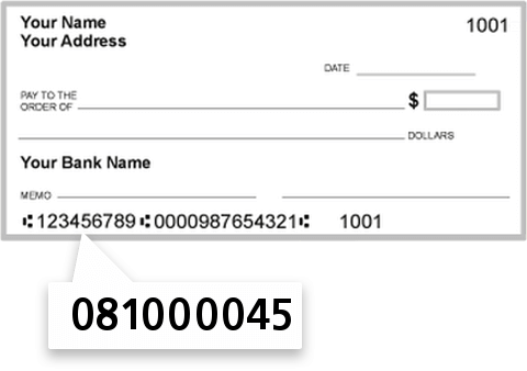 081000045 routing number on Federal Reserve Bank check