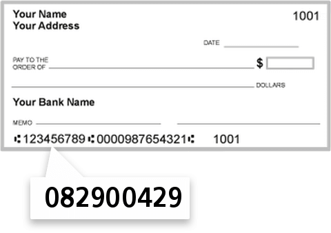 082900429 routing number on Bank of America check