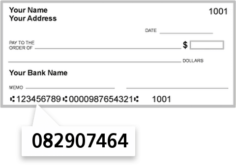 082907464 routing number on Bank of America NA check
