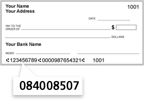 084008507 routing number on Renasant Bank check