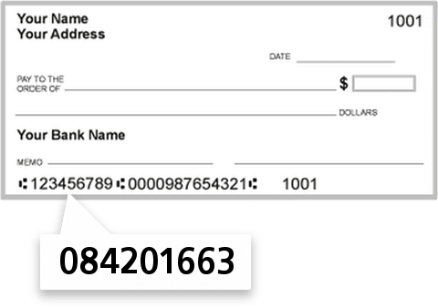 084201663 routing number on Bank of Holly Springs check