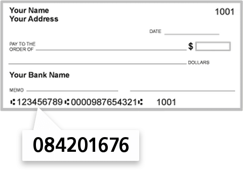 084201676 routing number on Merchants & Farmers BK check